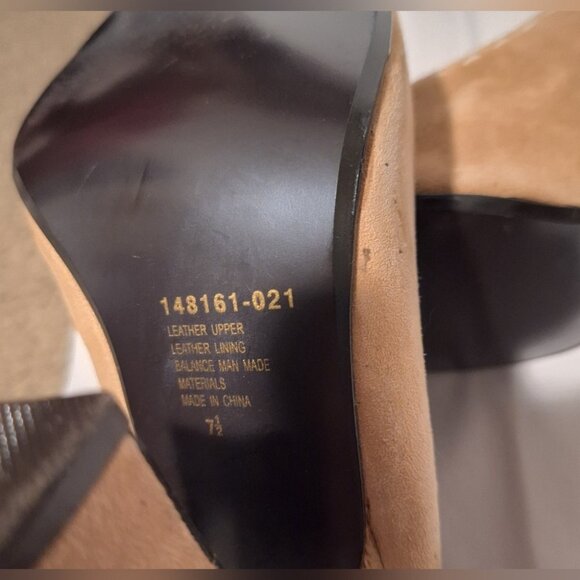 Vintage Colin Stuart Brown Suede Peep Toe Heels 7.5 Chunky Office Retro Academia - Picture 5 of 11